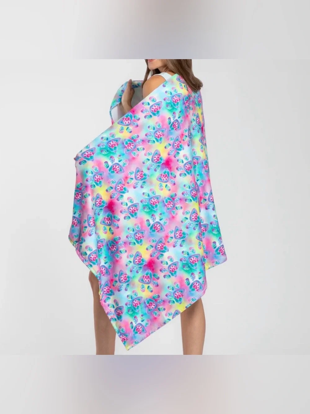 Colorful Rainbow Paw Print Microfiber Beach Towel